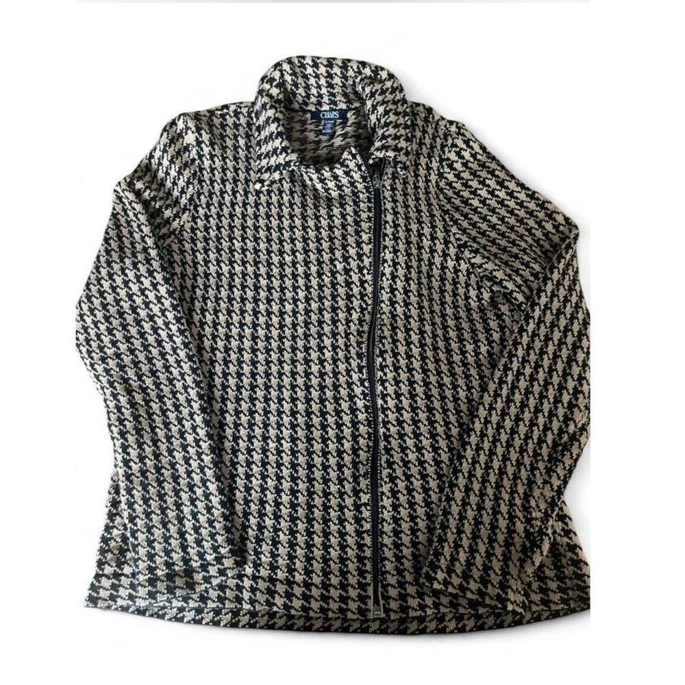 Chaps Houndstooth Sweater Jacket - image 1